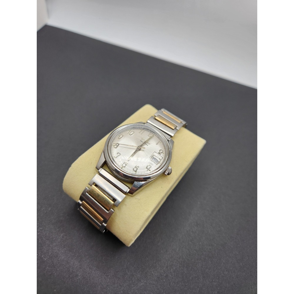 Vintage Wyler Incaflex Lifeguard Two Tone Date Watch Silver Dial Working